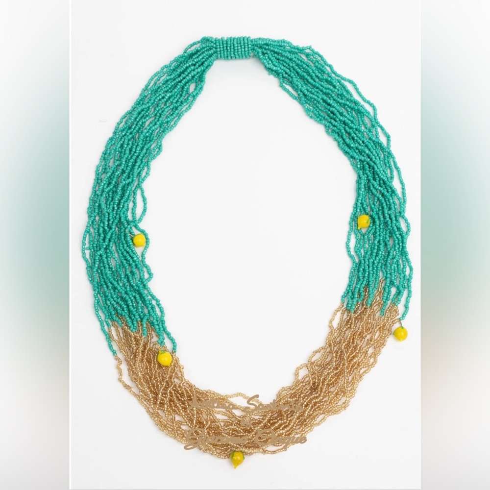 Antica Sartoria Beaded Necklace in Lemon Gold and Turquiose NWT Gorgeous